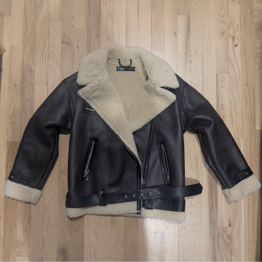 Zara Dark Brown Jacket with Cream Shearling